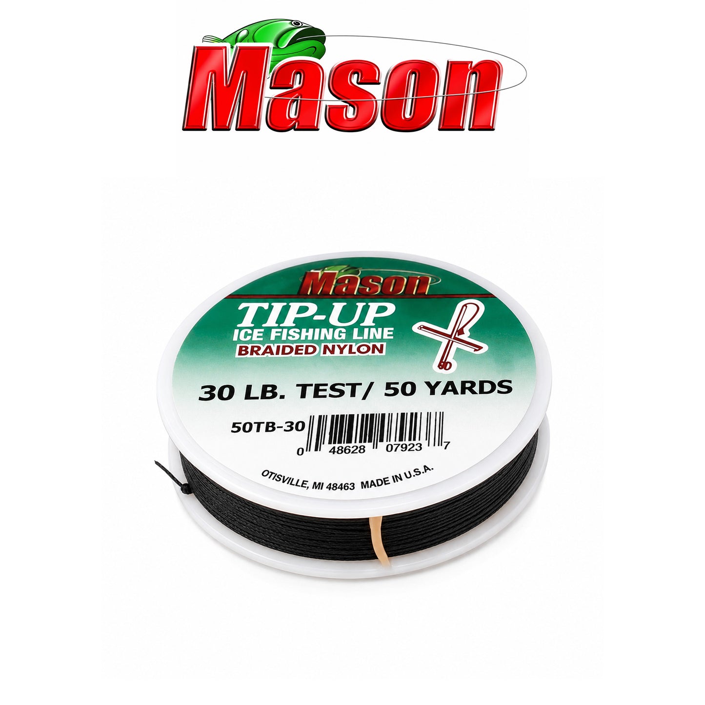 Mason Tip-Up Black Braided Ice Fishing Line 50 Yard Spool