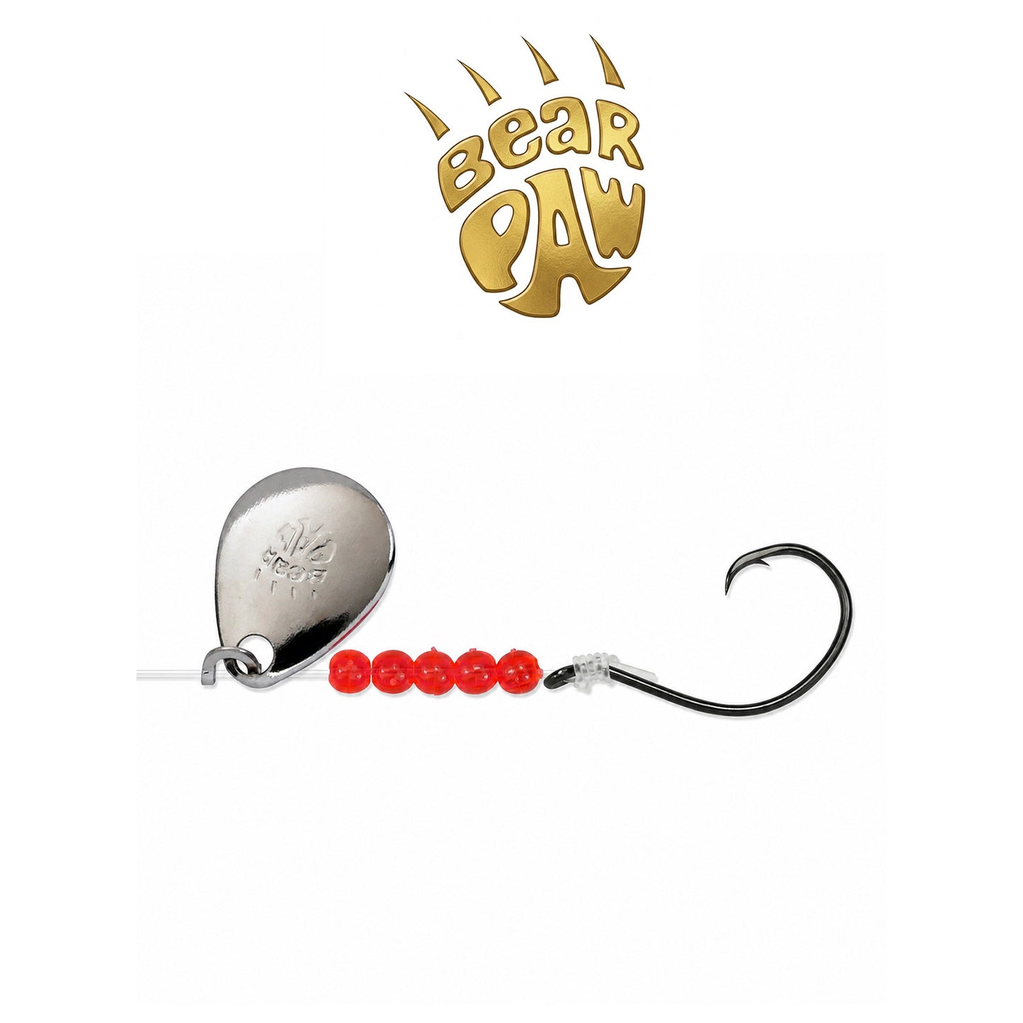 Bear Paw Flicker Snelled Circle Hook FNCH Nickel Spinner Size 2-6 | 12" Monofilament | 6 Per Package
