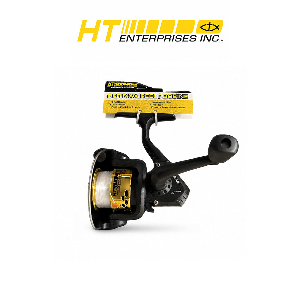 HT 1BB Ultralight Fishing Reel with Line - Black Body with Gold Plated Spool