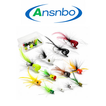 Ansnbo Bass Popper Lure Card – Lightweight Assorted Topwater Fishing Lures