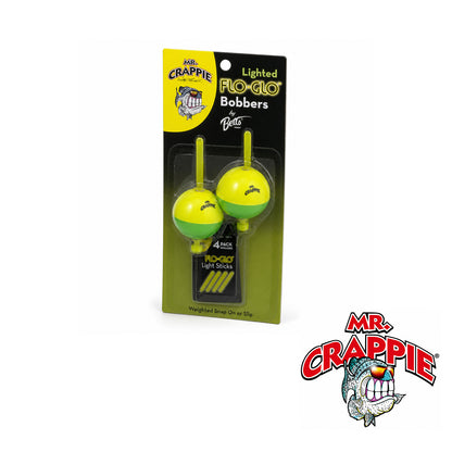 Mr. Crappie Lighted Flo Glo Bobber 2.75" Round Yellow/Green 2 Pack