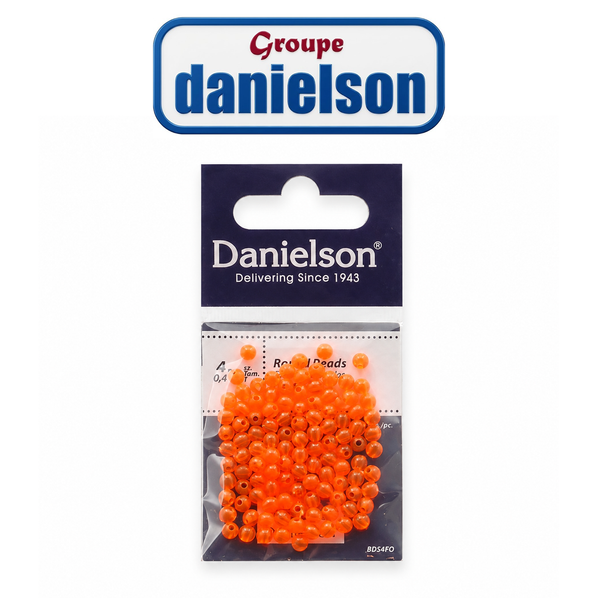 DANIELSON 4mm Round Fishing Beads – Fluor Red, 110 Pack