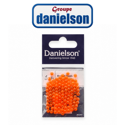 DANIELSON 4mm Round Fishing Beads – Fluor Red, 110 Pack