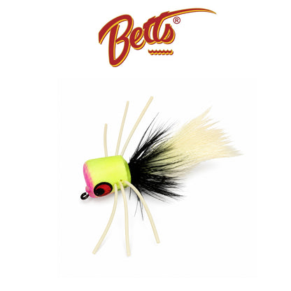 Betts Pop Hop Lumiglow Fly Fishing Popper Sizes 10 and  12 – White, Chartreuse and Glow
