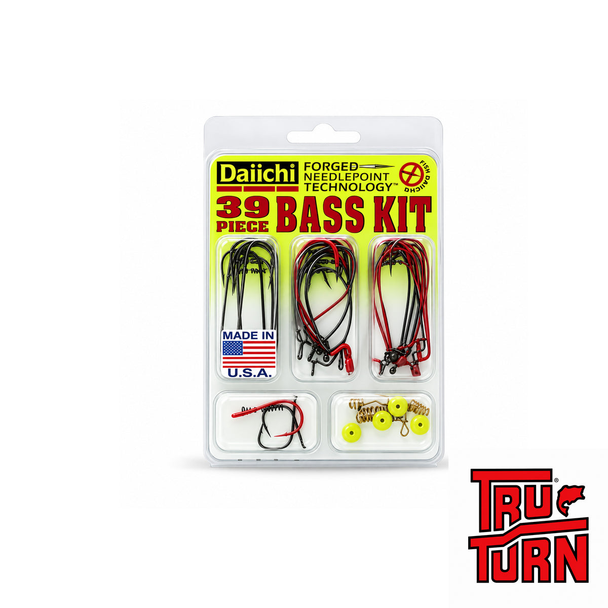Tru Turn Daiichi Premium 39-Piece Bass Hook Kit – Made in USA