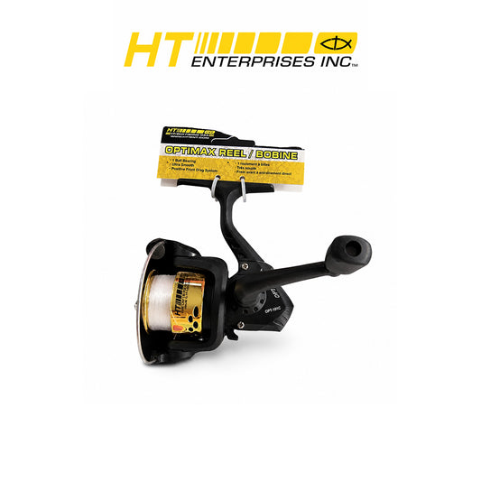 HT 1BB Ultralight Fishing Reel with Line - Black Body with Gold Plated Spool