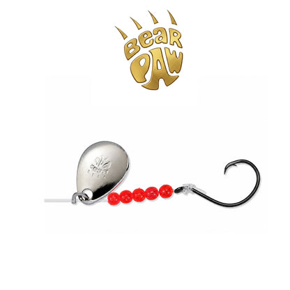 Bear Paw Flicker Snelled Circle Hook FNCH Nickel Spinner Size 2-6 | 12" Monofilament | 6 Per Package