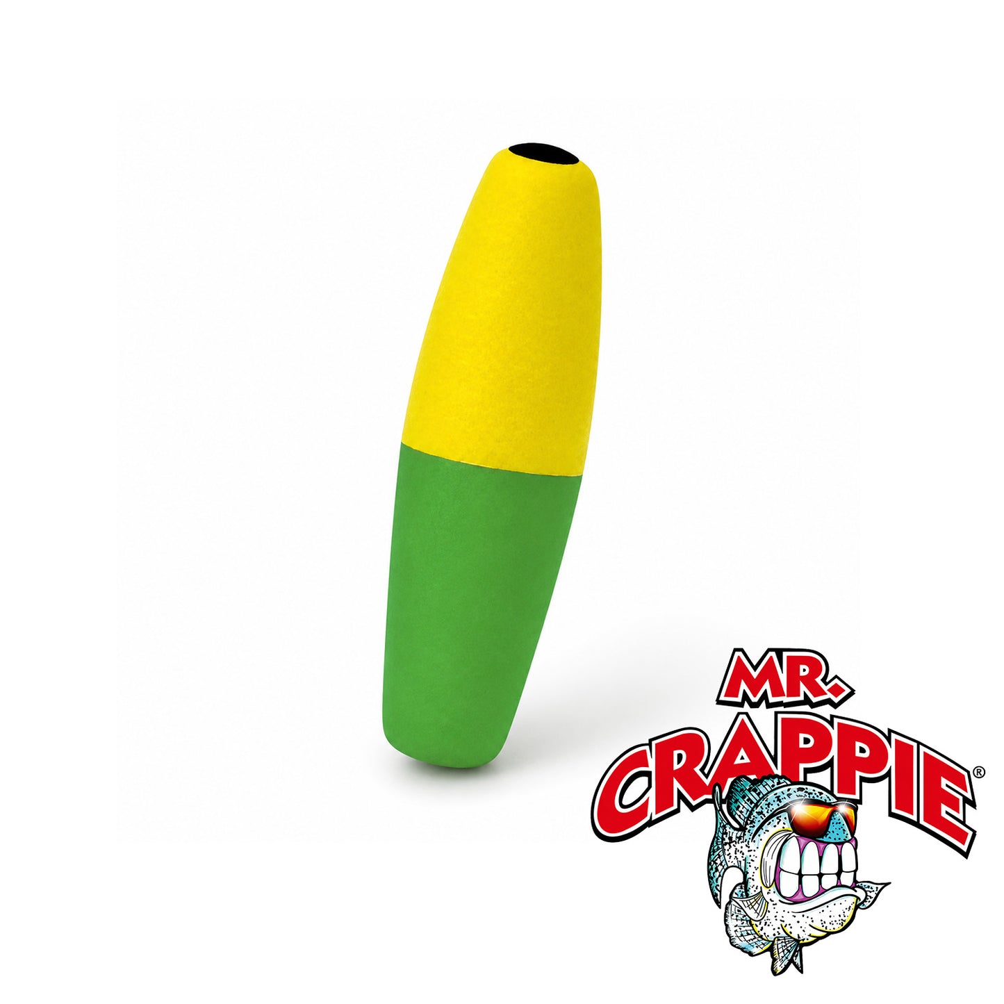 Mr. Crappie Slippers Weighted Cigar 2" Yellow/Green Soft Plastic Lure 2 Pack