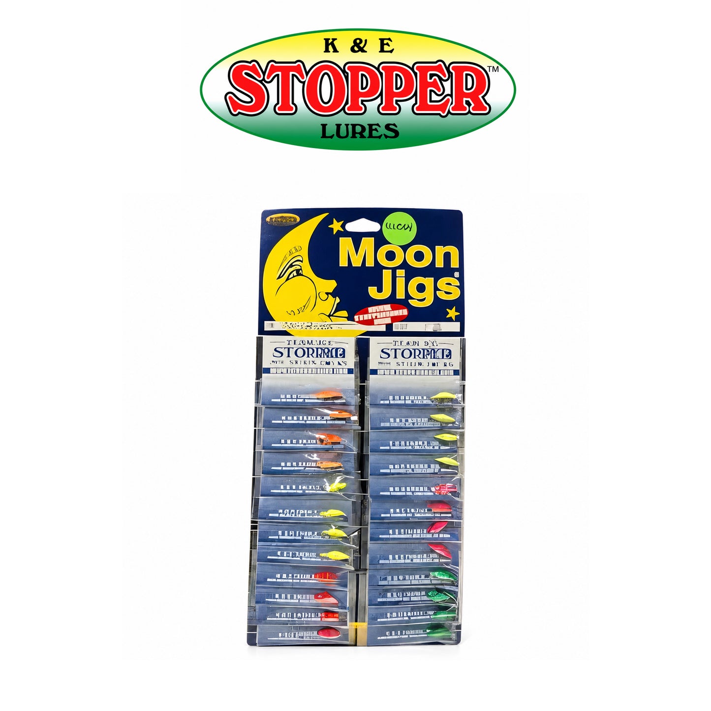 K&E Moon Glitter Assorted Ice Jig Pack – 24-Pack Durable Metal Fishing Jigs