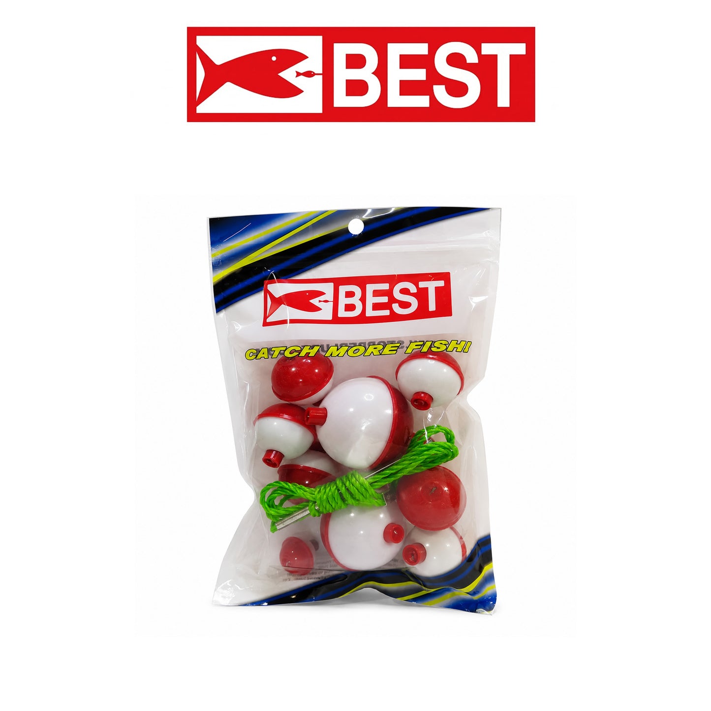Best Tackle Round Fishing Floats with Stringer – Assorted Sizes