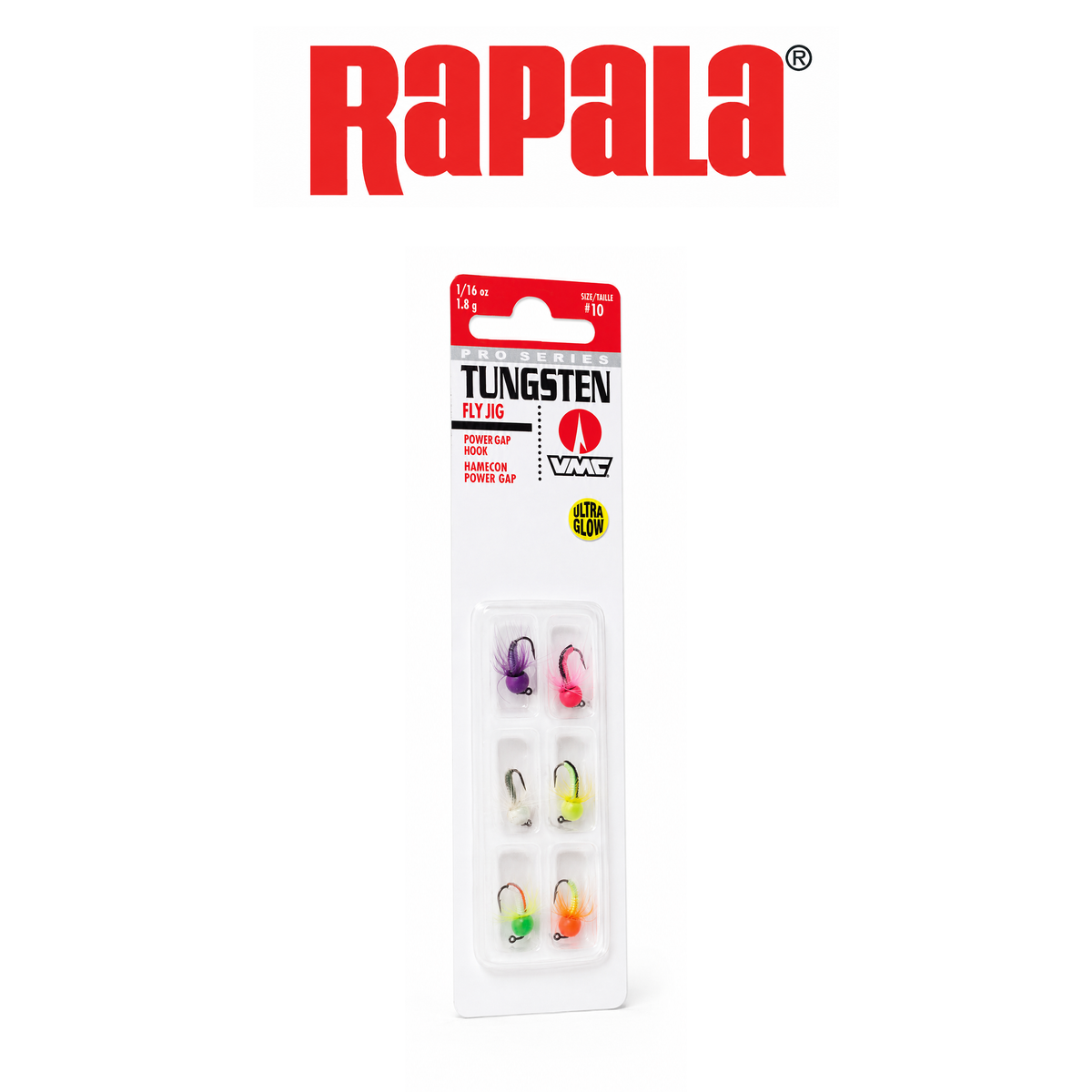 Rapala Premium Tungsten Fly Jig Kit 1/32 oz &amp; 1/64 oz Glow Ice Fishing Assortment
