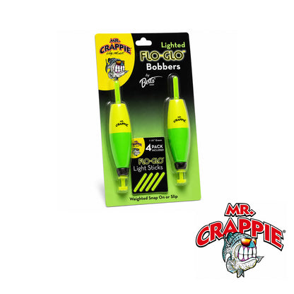 Mr. Crappie Lighted Flo Glo Bobber 2 1/2" Cigar Y/G 2 pk