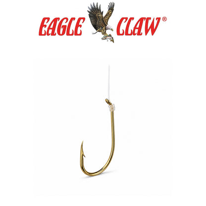Eagle Claw Plain Shank Gold Fishing Hooks - 6 Pack