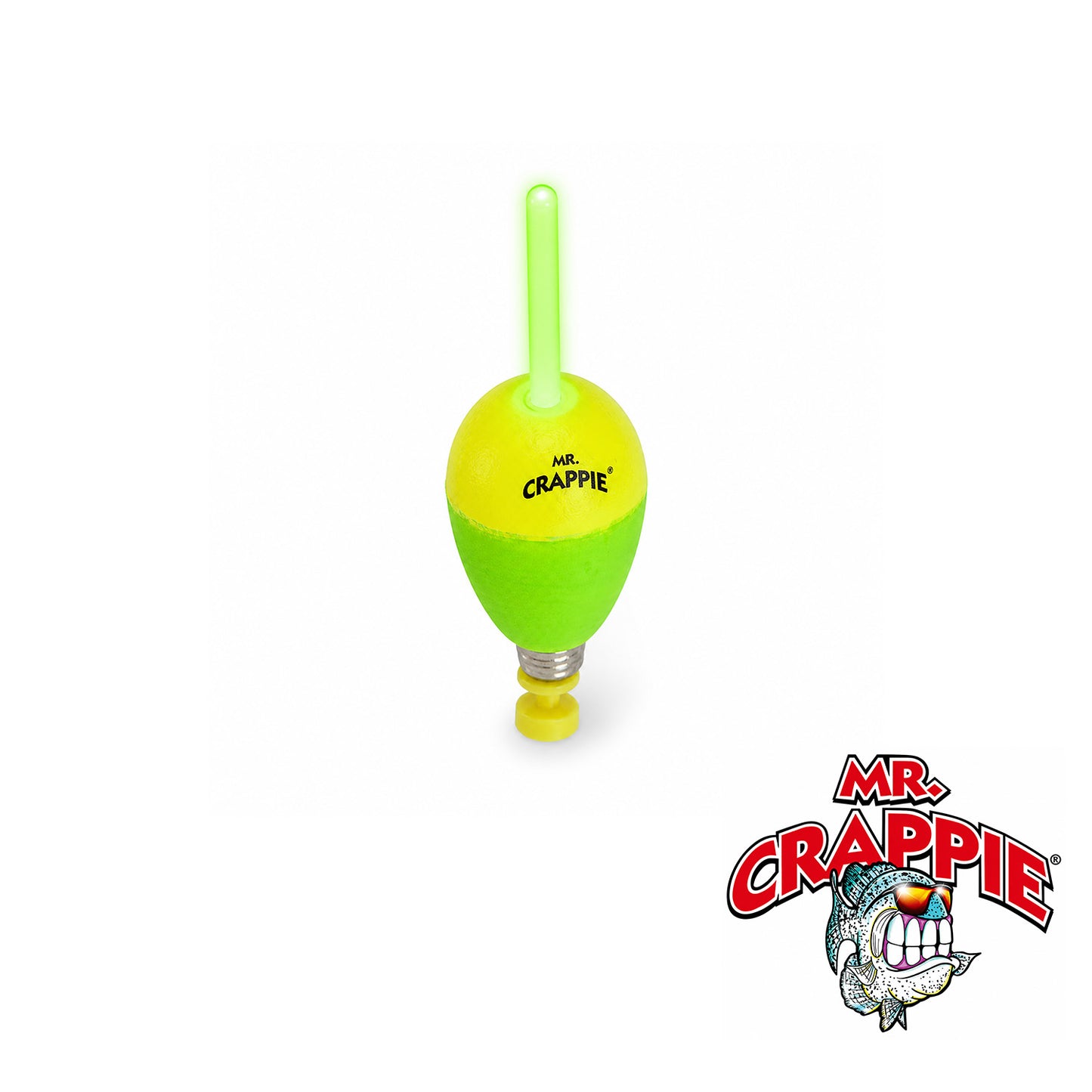 Mr. Crappie Lighted Flo Glo Bobber 1 1/2" Pear Y/G 2 pk