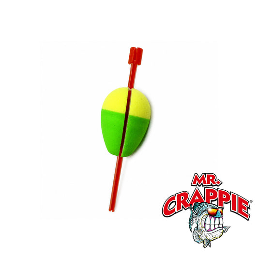 Mr. Crappie Twist-On Twist-Off Unweighted Pear Float 1-1/4" Yellow/Green 2-Pack