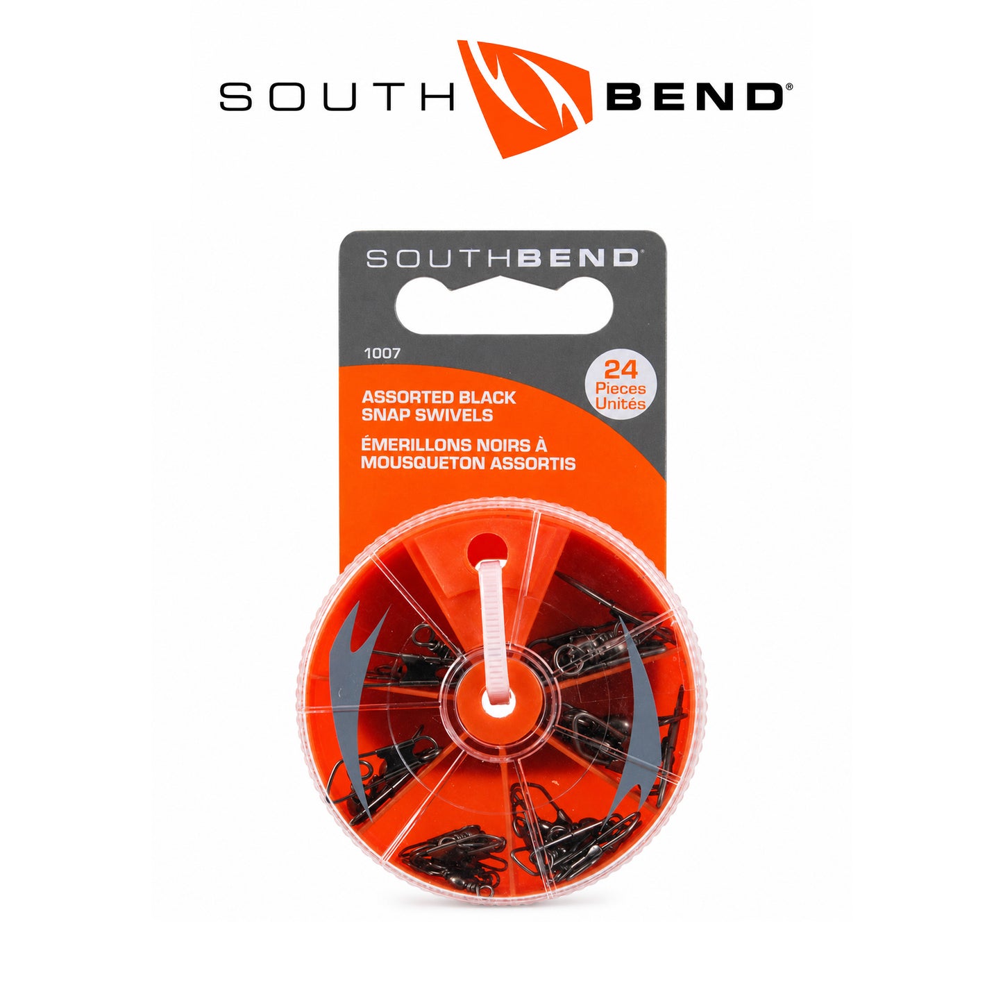 South Bend Black Snap Swivels Assortment with Dial Box
