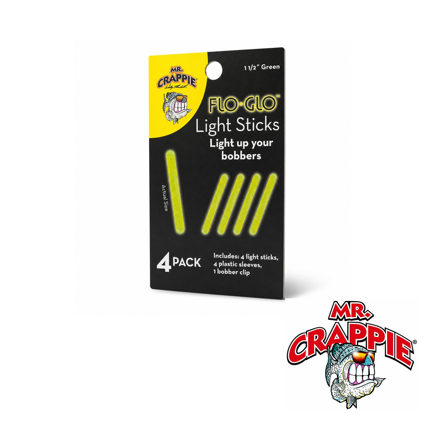 Mr. Crappie Flo Glo Light Sticks for Bobbers – 1 1/2" Green 4pk