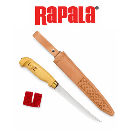 Rapala Fish 'N Fillet Knife with Wood Handle and Sheath