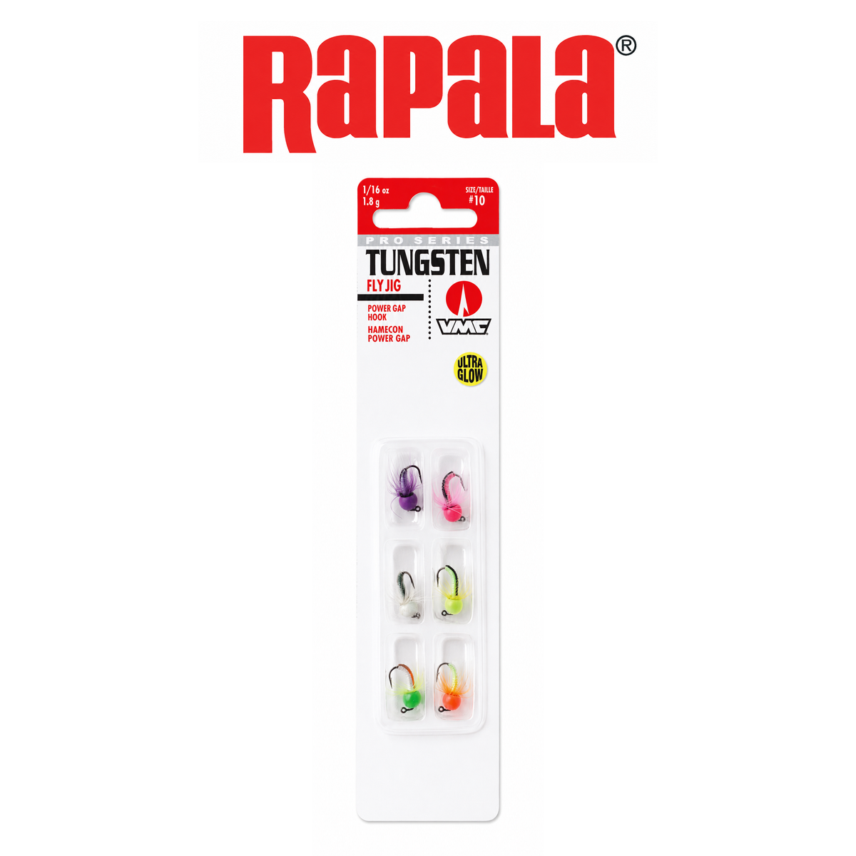 Rapala Premium Tungsten Fly Jig Kit 1/32 oz &amp; 1/64 oz Glow Ice Fishing Assortment