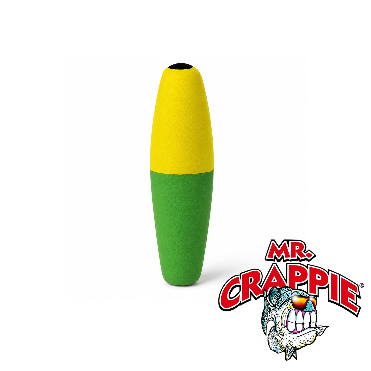 Mr. Crappie Slippers Weighted Cigar 2" Yellow/Green Soft Plastic Lure 2 Pack