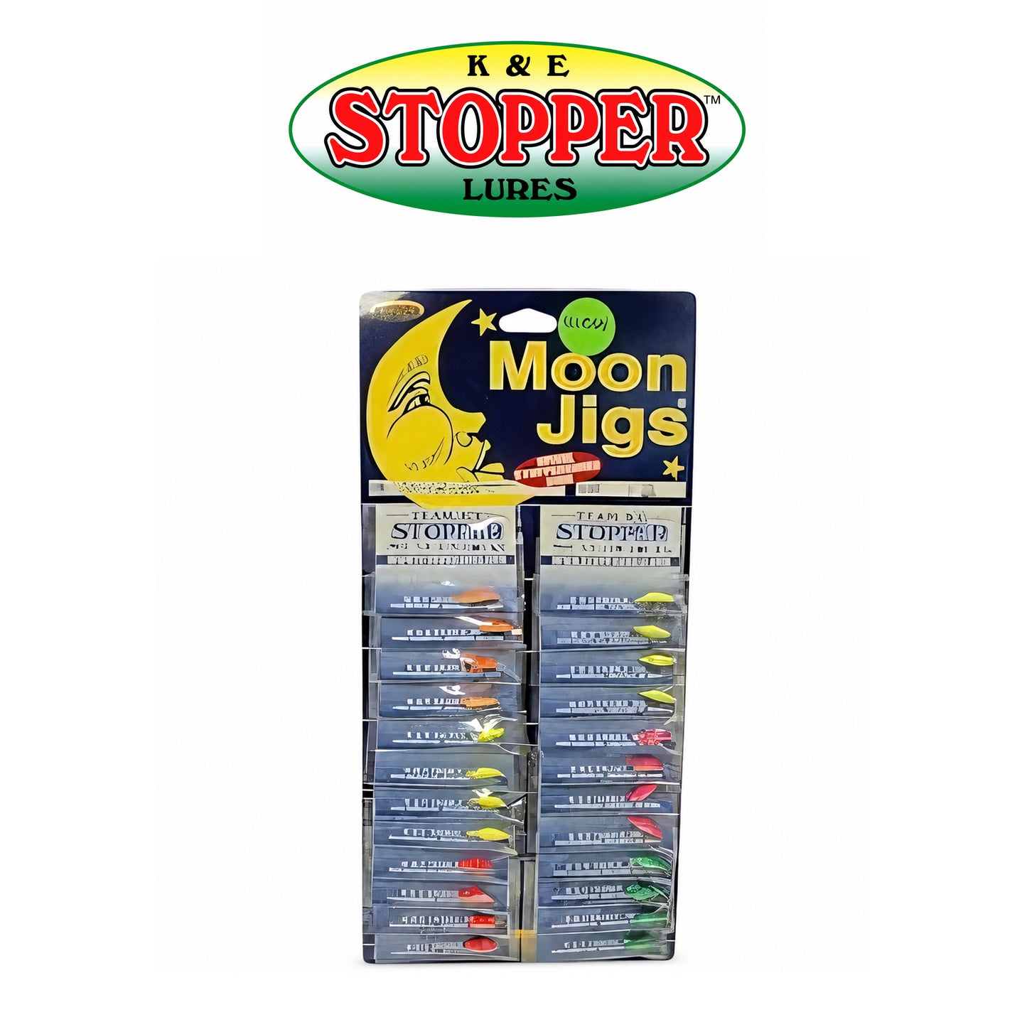 K&E Moon Glitter Assorted Ice Jig Pack – 24-Pack Durable Metal Fishing Jigs