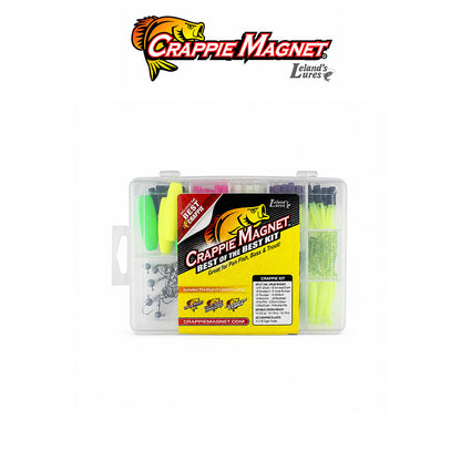 Leland's Lures Crappie Magnet Best of the Best 115-Piece Crappie Fishing Kit Assorted Colors with 96 Bodies, 15 Double Cross Jig Heads and 4 E-Z Floats