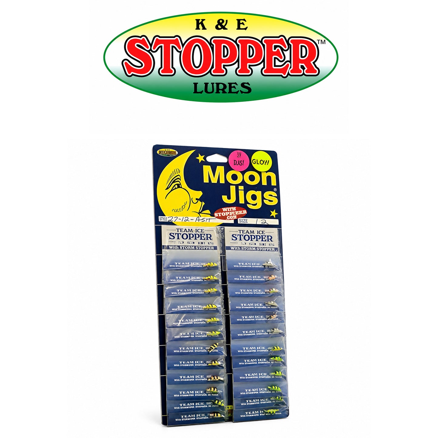 K&E Glitter & Glow Moon Ice Jig Card Assorted Colors 24-Pack