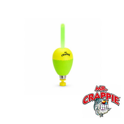 Mr. Crappie Lighted Flo Glo Bobber 1 1/2" Pear Y/G 2 pk