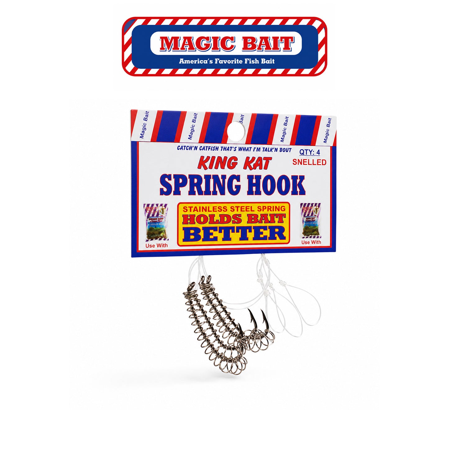 Magic Bait Snelled Spring Pre-Tied Spring Hook with Snell