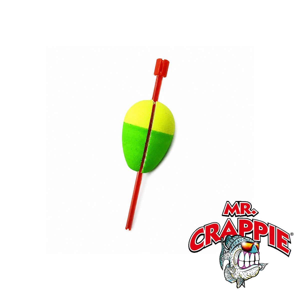 Mr. Crappie Twist-On Twist-Off Unweighted Pear Float 1-1/4" Yellow/Green 2-Pack