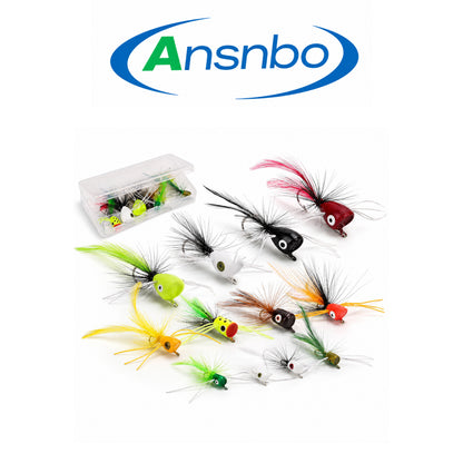 Ansnbo Bass Popper Lure Card – Lightweight Assorted Topwater Fishing Lures