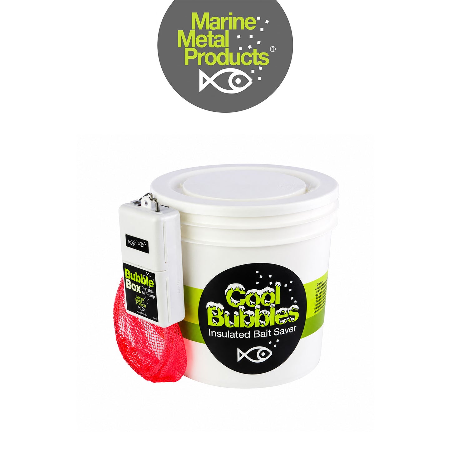 Marine Metal Cool Bubbles 8 Qt Insulated Live Bait Bucket with B-11 Aerator Pump