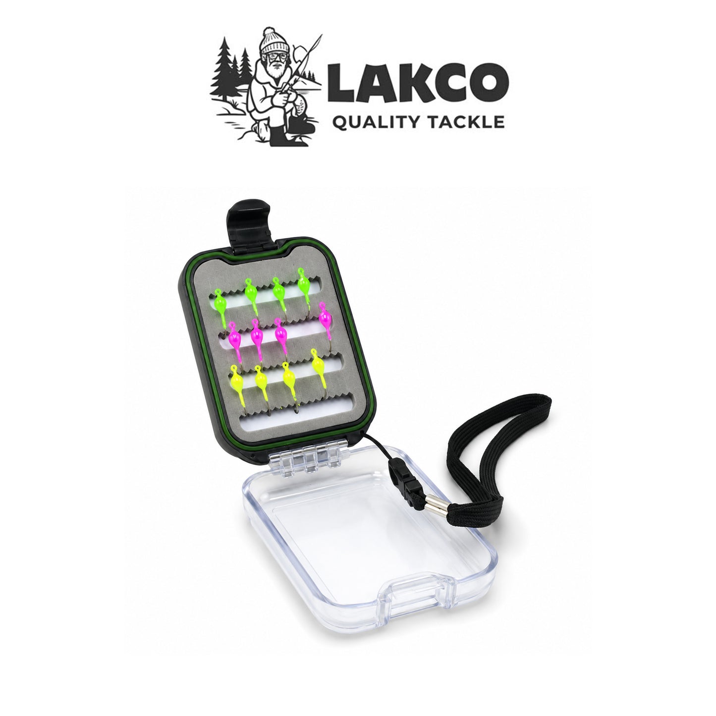 Lakco Waterproof Foam Slat Tackle Box with Lanyard