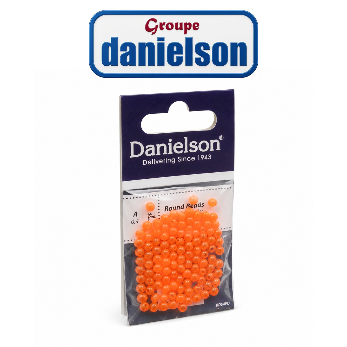 DANIELSON 4mm Round Fishing Beads – Fluor Red, 110 Pack