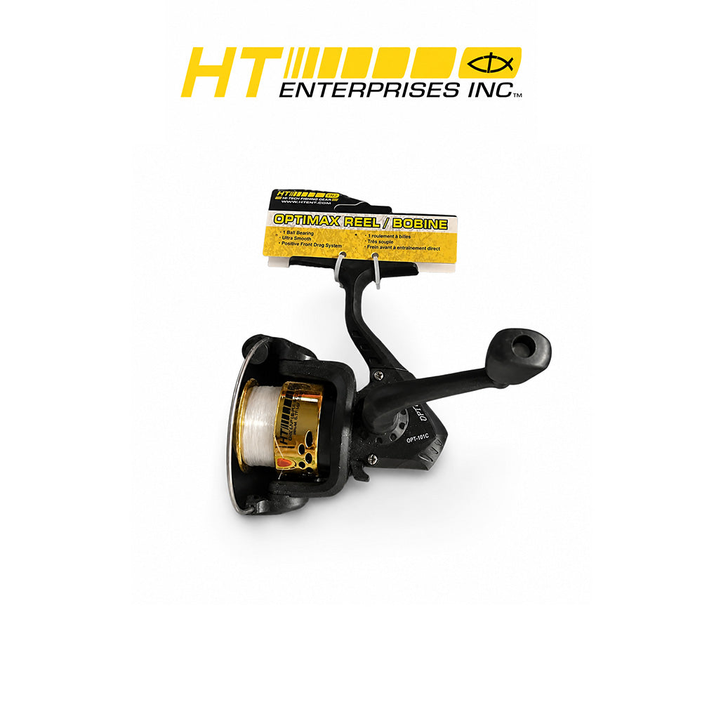 HT 1BB Ultralight Fishing Reel with Line - Black Body with Gold Plated Spool
