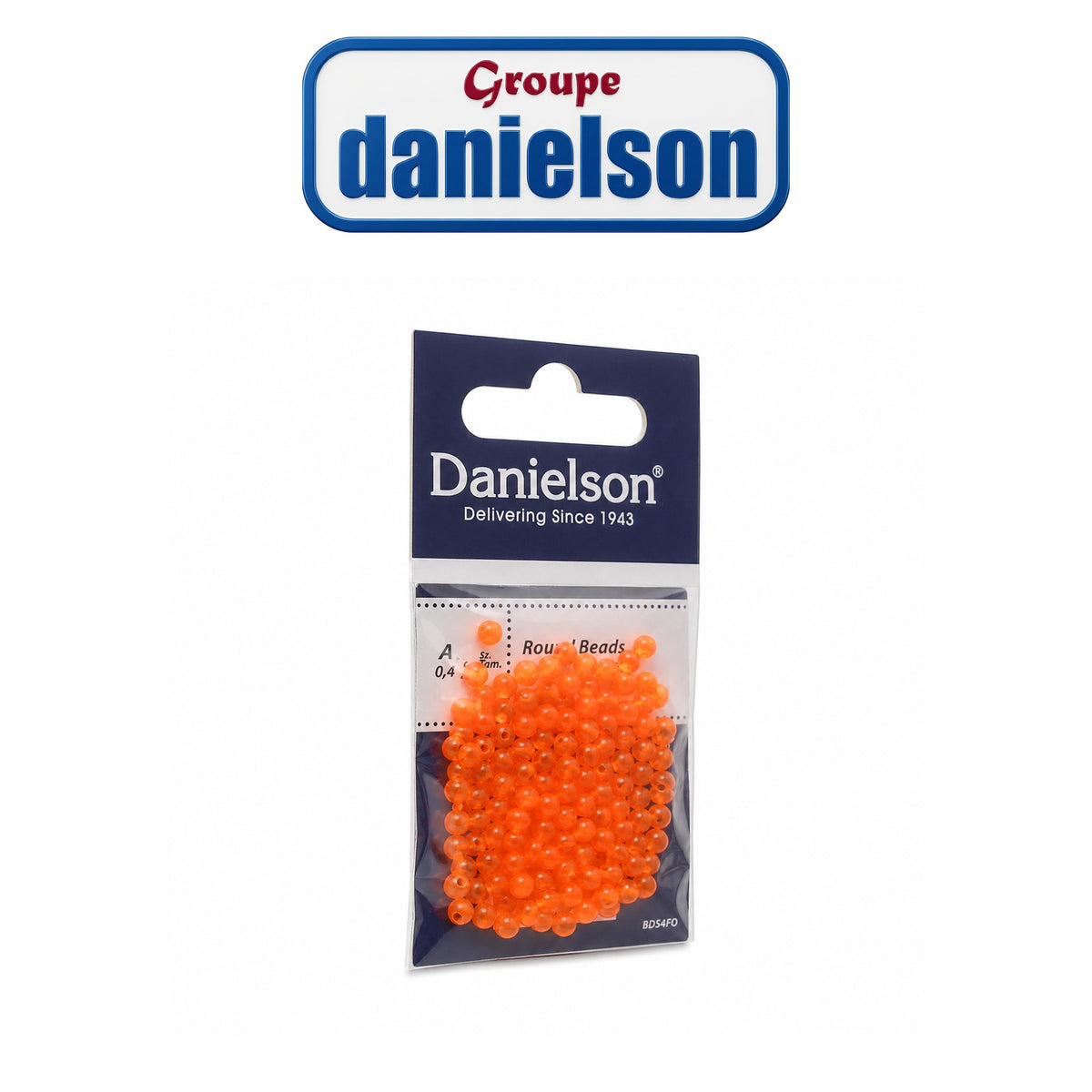 Danielson 4mm Round Beads – Fluor Orange, 110/Pack
