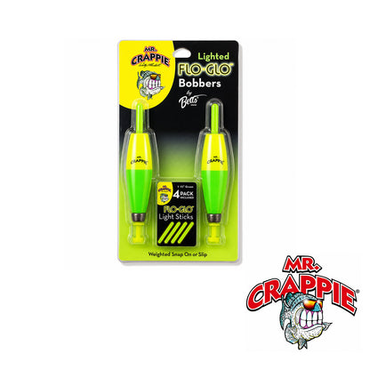 Mr. Crappie Lighted Flo Glo Bobber 2 1/2" Cigar Y/G 2 pk