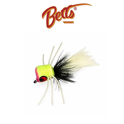 Betts Pop Hop Lumiglow Fly Fishing Popper Sizes 10 and  12 – White, Chartreuse and Glow