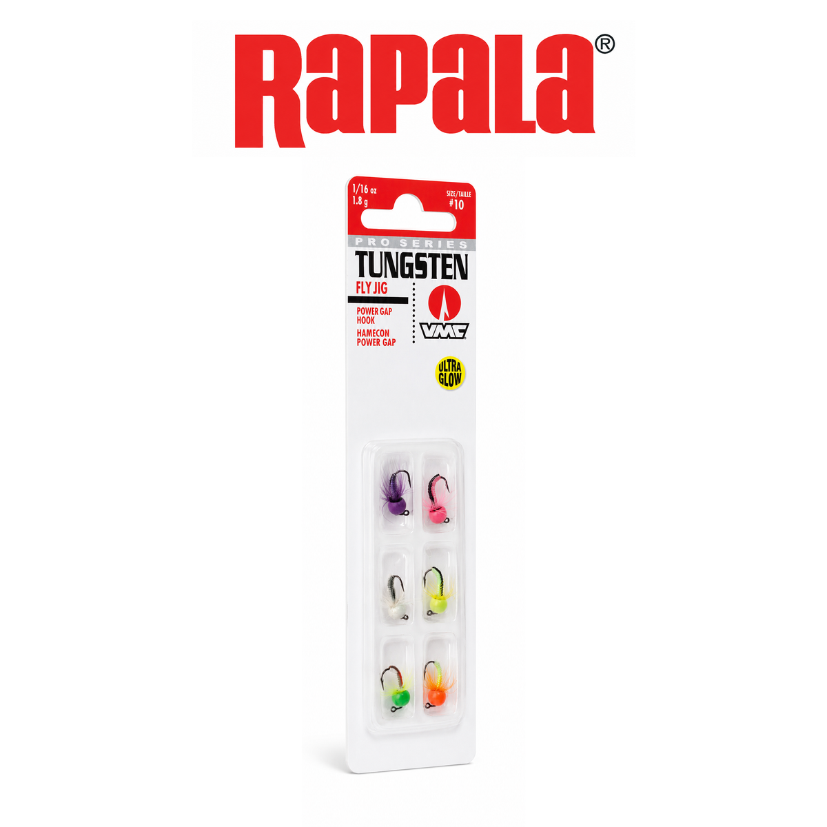 Rapala Premium Tungsten Fly Jig Kit 1/32 oz &amp; 1/64 oz Glow Ice Fishing Assortment