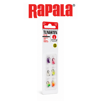 Rapala Premium Tungsten Fly Jig Kit 1/32 oz &amp; 1/64 oz Glow Ice Fishing Assortment