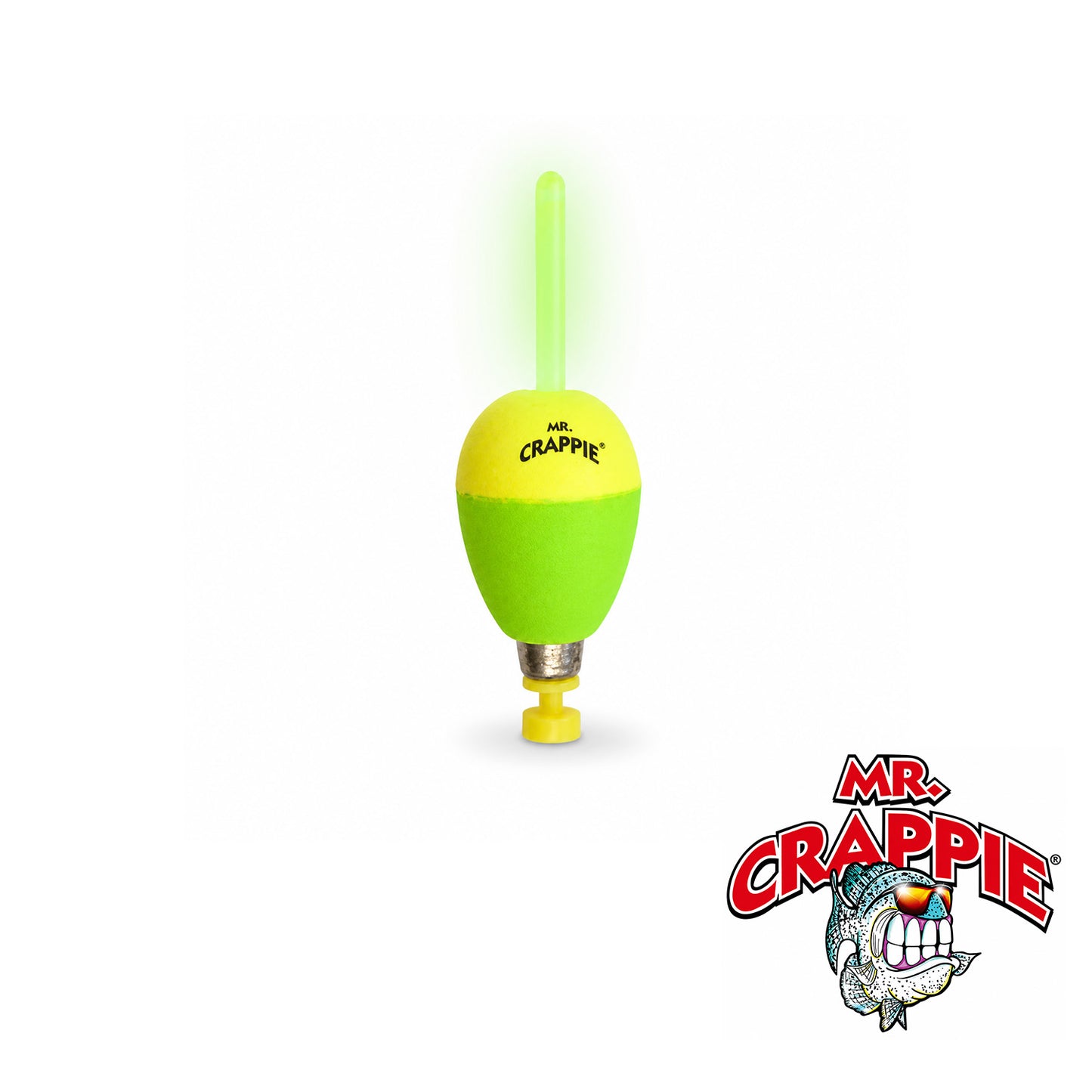 Mr. Crappie Lighted Flo Glo Bobber 1 1/2" Pear Y/G 2 pk