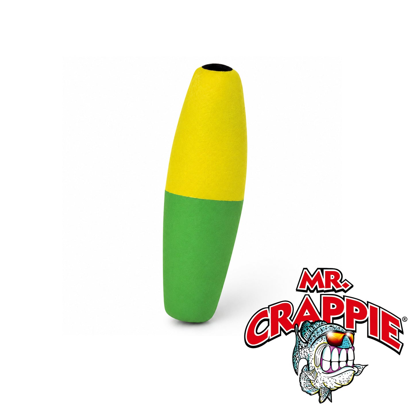 Mr. Crappie Slippers Weighted Cigar 2" Yellow/Green Soft Plastic Lure 2 Pack