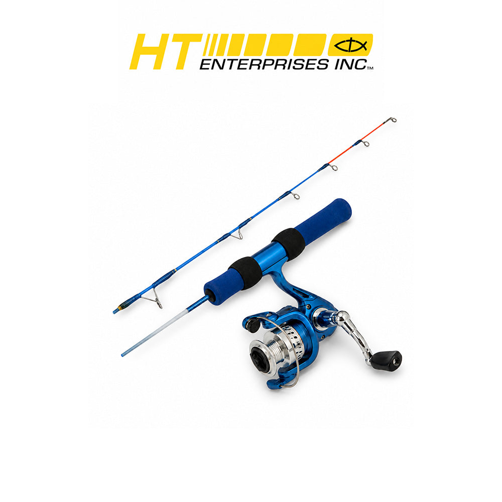 HT Ice Blue 24" Ultralight Ice Fishing Rod and 2BB Reel Combo