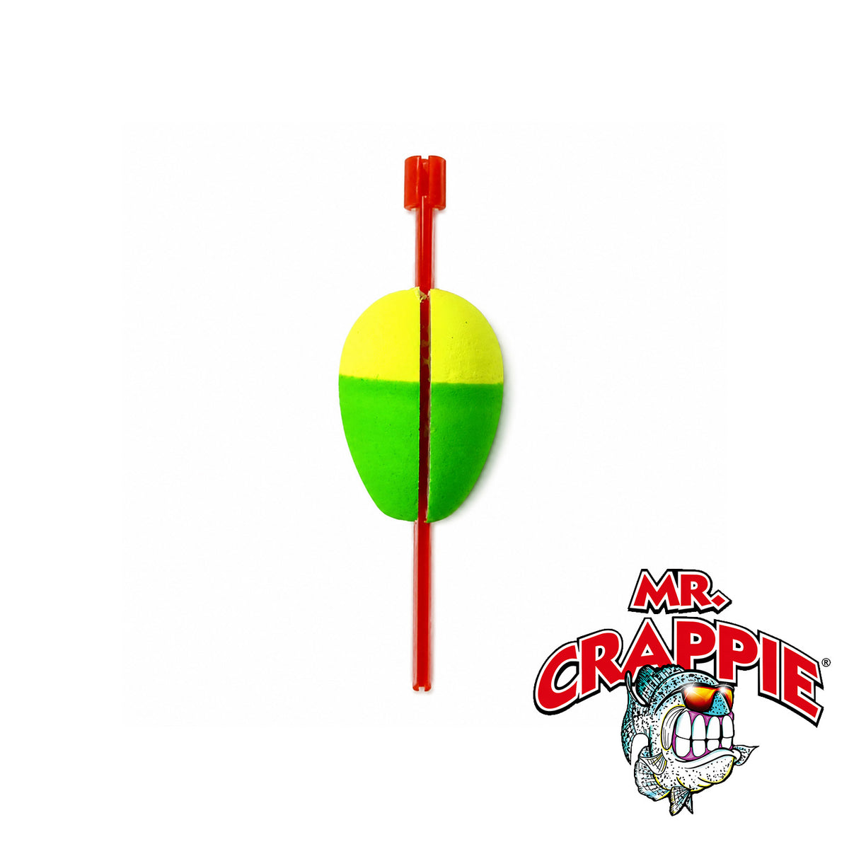 Mr. Crappie Twist-On Twist-Off Unweighted Pear Float 1-1/4" Yellow/Green 2-Pack