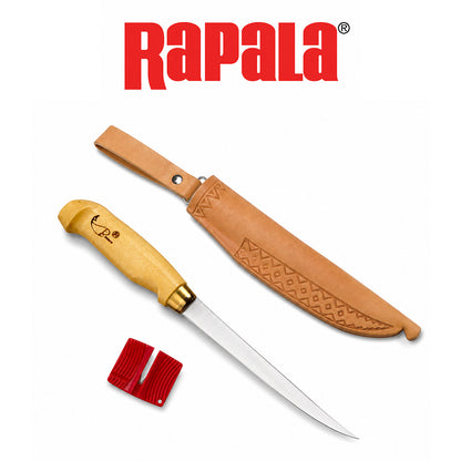 Rapala Fish 'N Fillet Knife with Wood Handle and Sheath