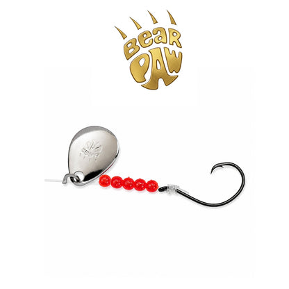 Bear Paw Flicker Snelled Circle Hook FNCH Nickel Spinner Size 2-6 | 12" Monofilament | 6 Per Package