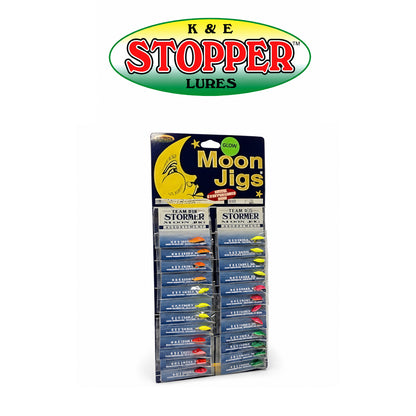 K&E Moon Glow Ice Jig Card Assorted Colors 24 Pcs