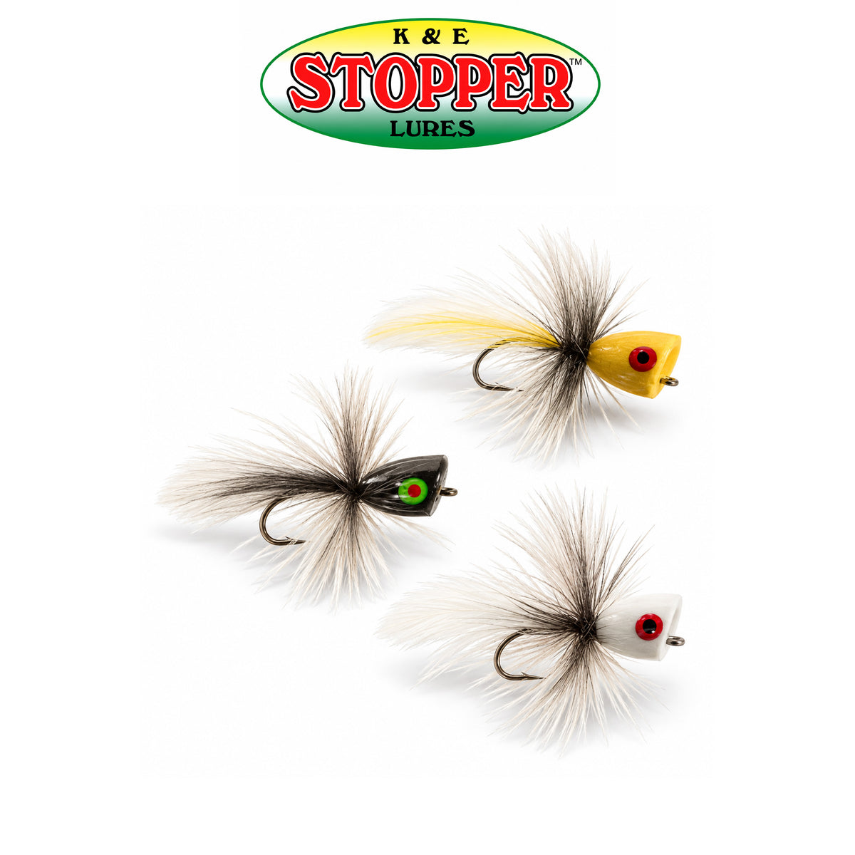 K&E Large Bass Popper Kit FKS-BP3PK Assorted Topwater Fishing Lures – 3 Pack