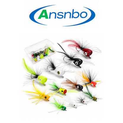 Ansnbo Bass Popper Lure Card – Lightweight Assorted Topwater Fishing Lures