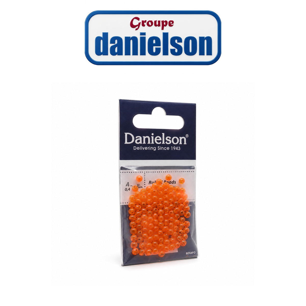 Danielson 4mm Round Beads – Fluor Orange, 110/Pack